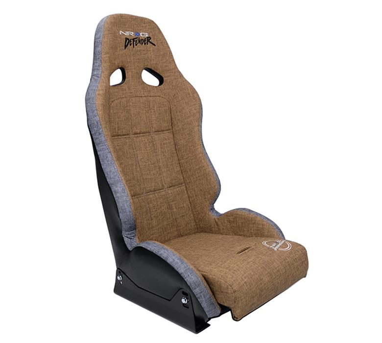 NRG Defender Seat Steel Frame Suspension - Brown w/ Gray Trim w/ Defender Logo - w/ Side Bracket