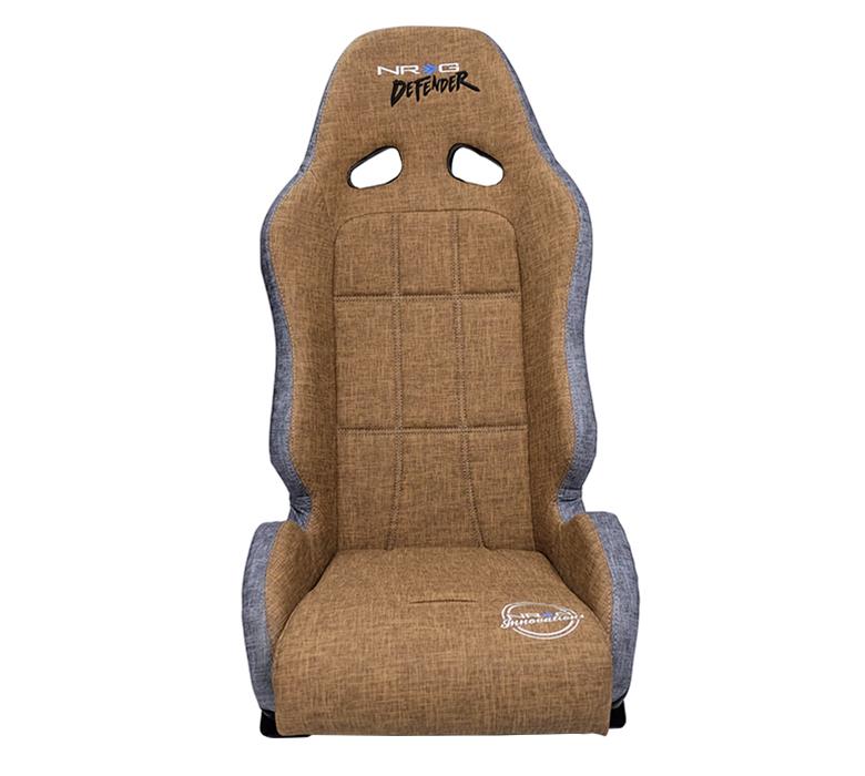 NRG Defender Seat Steel Frame Suspension - Brown w/ Gray Trim w/ Defender Logo - w/ Side Bracket