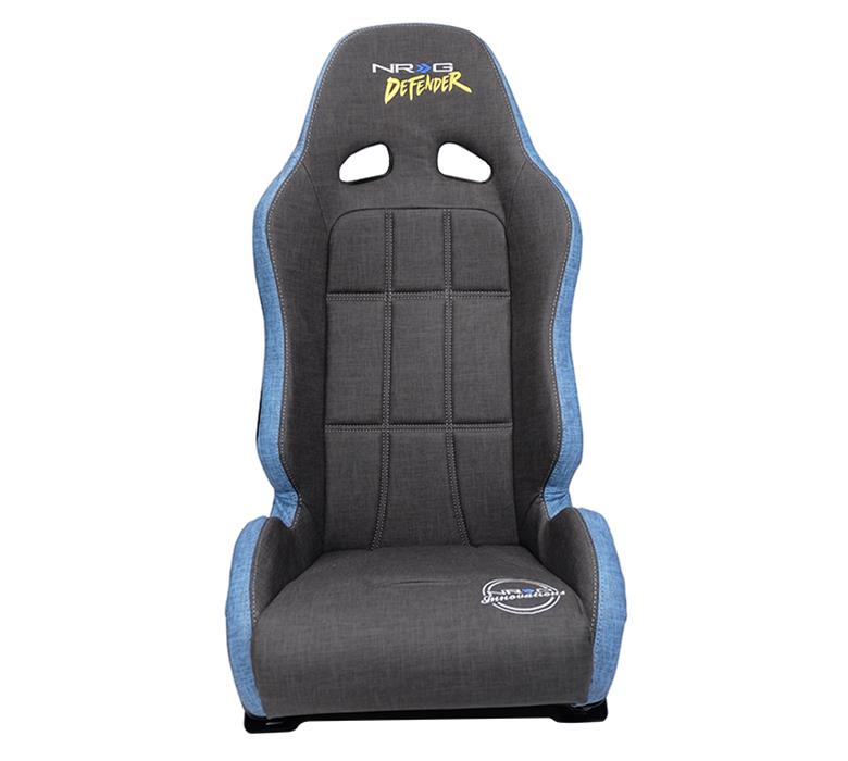 NRG Defender Water Resistant Steel Frame Suspension Seats Black w/ Blue Trim & Defender logo