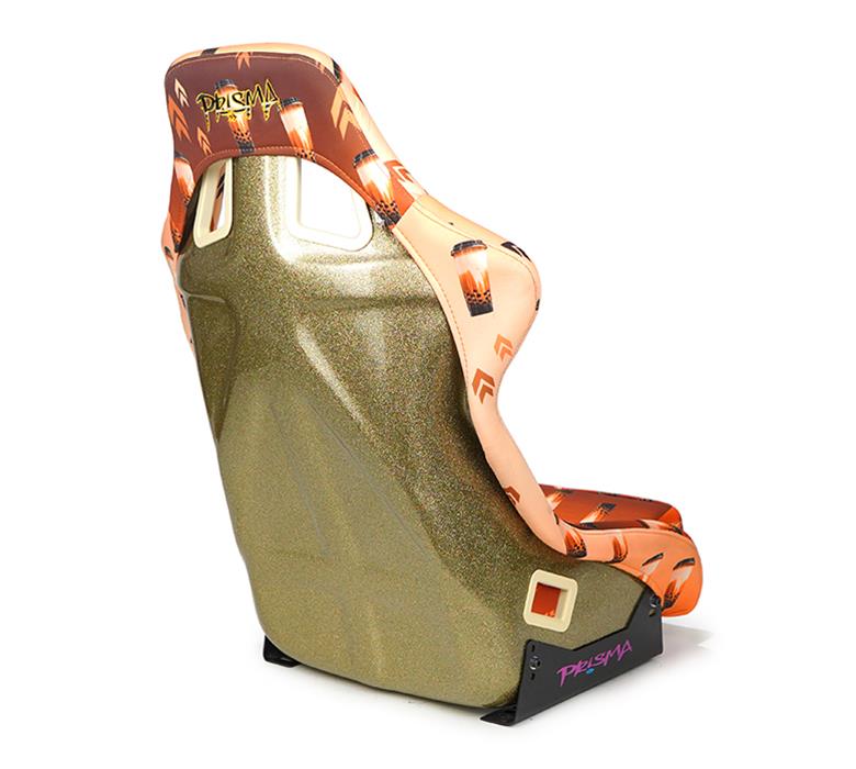 NRG FRP Bucket Seat PRISMA Boba Edition Vegan Matl. w/ Phone Pkt. - Gold Pearl Back - Medium