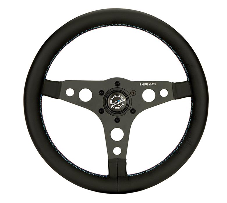 NRG 350mm Sport Steering Wheel w/ M3 Stitching and Non Deep Dish - Black