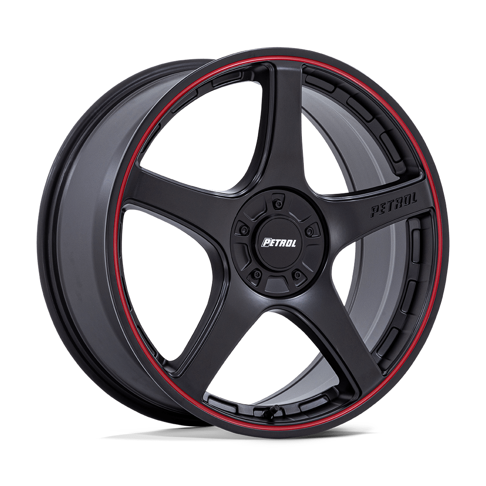 Petrol P2E - Matte Black/Red Lip 17x8" 5x100/5x120 ET35