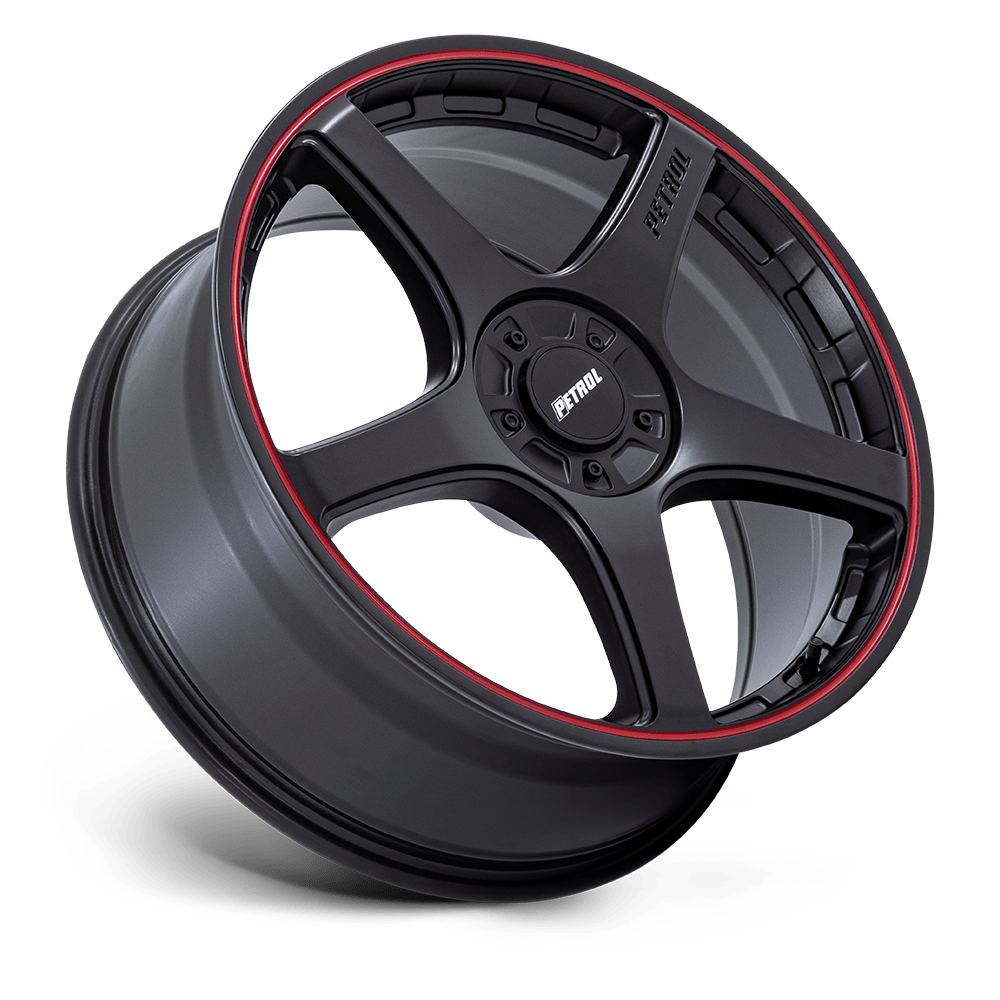 Petrol P2E - Matte Black/Red Lip 17x8" 5x100/5x120 ET35