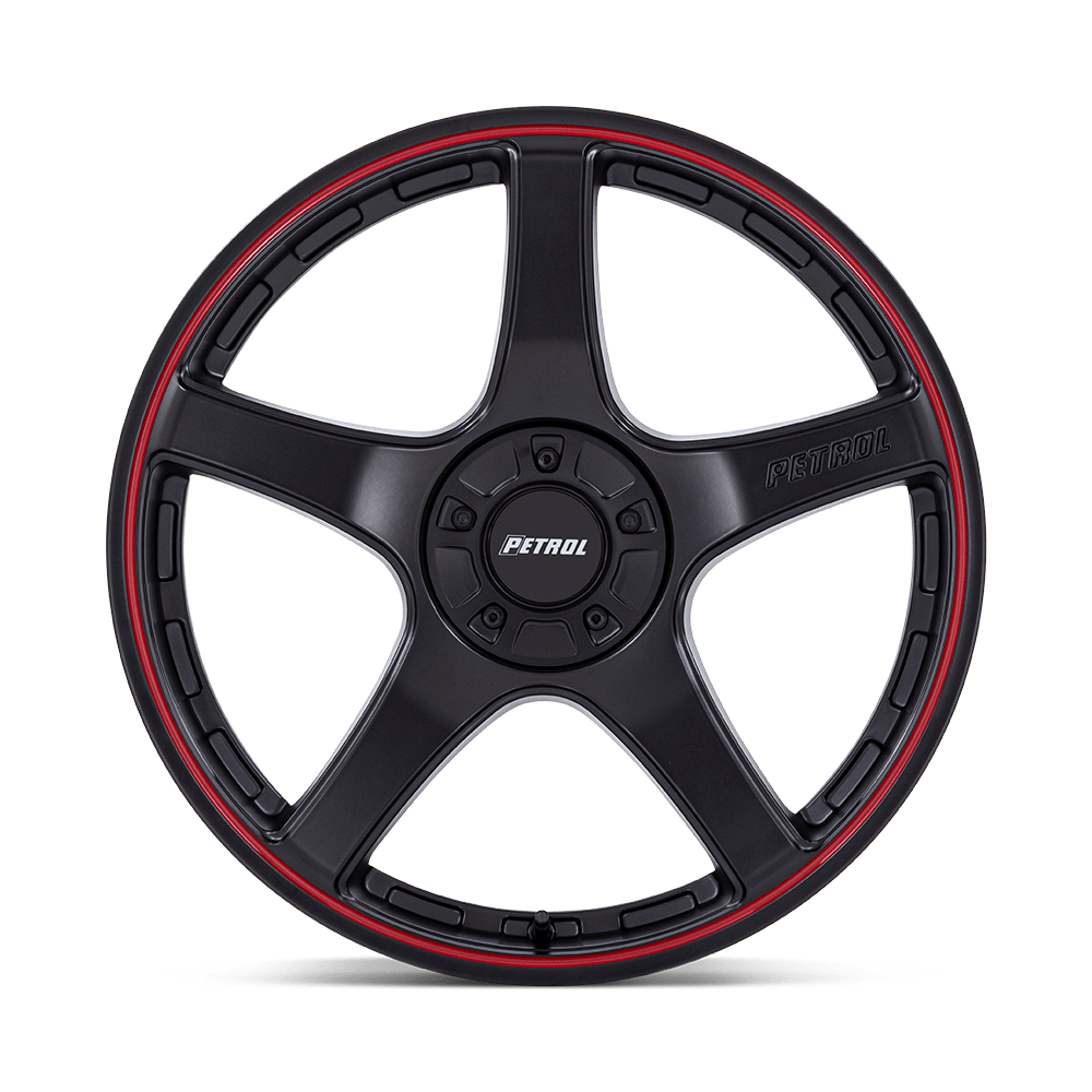 Petrol P2E - Matte Black/Red Lip 17x8" 5x100/5x120 ET35