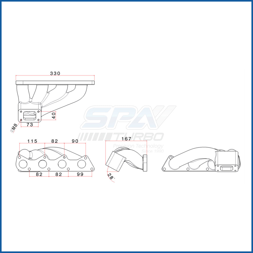 SPA Turbo VW Polo 6N2 / 1.4L / 1.6L 8V AUD AKK T25 turbo manifold