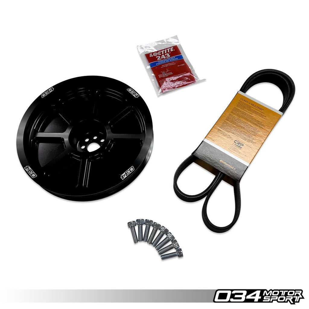 034MOTORSPORT 3.0 TFSI SUPERCHARGER 207MM CRANK PULLEY UPGRADE, B8/B8.5 AUDI S4/S5/Q5/SQ5, C7 AUDI A6/A7