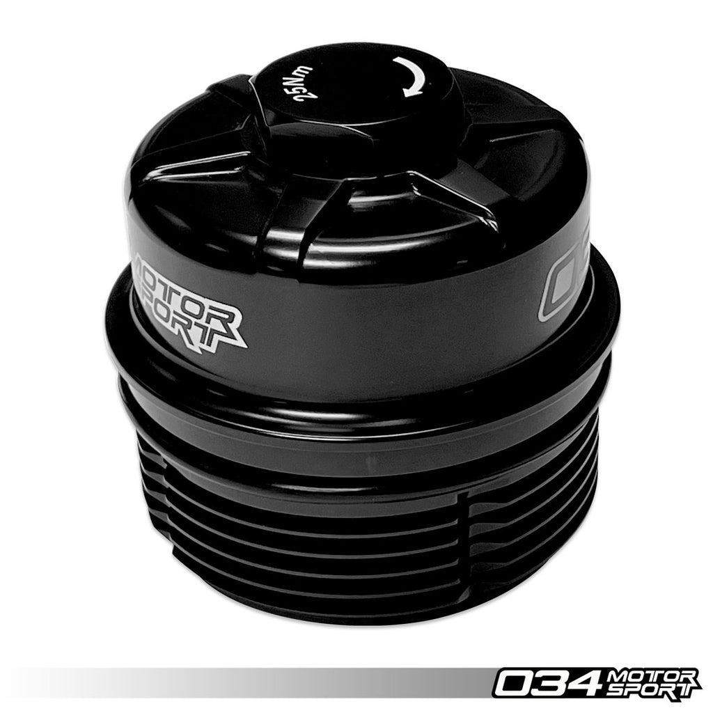 034MOTORSPORT BILLET OIL FILTER HOUSING, EA839 V6 ENGINES (2.9T/3.0T)
