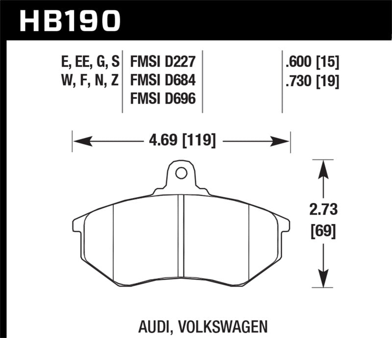 Hawk 80-87 Audi 5000 DTC-60 Compound Front Brake Pads