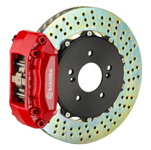 Load image into Gallery viewer, Brembo 03-08 Tiburon Front GT BBK 4 Piston Cast 2pc 328x28 2pc Rotor Drilled-Red