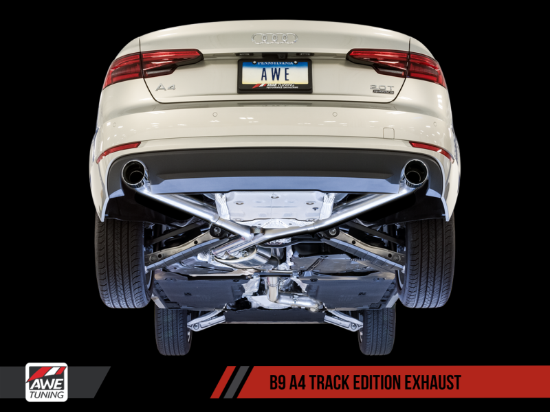 AWE Tuning Audi B9 A4 Track Edition Exhaust Dual Outlet - Chrome Silve ...