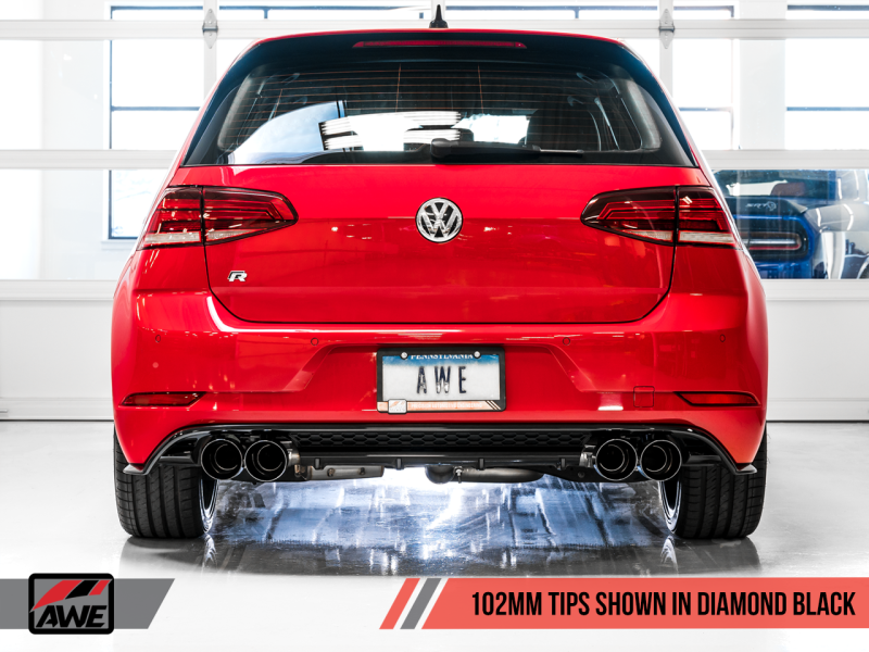 AWE Tuning Volkswagen Golf R MK7 SwitchPath Exhaust w/Diamond Black Tips 102mm