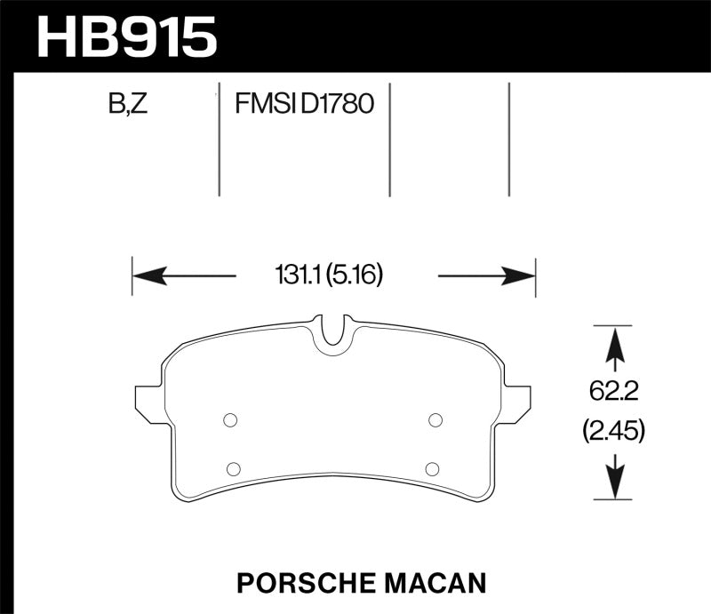 Hawk 15-18 Porsche Macan Performance Ceramic Rear Brake Pads