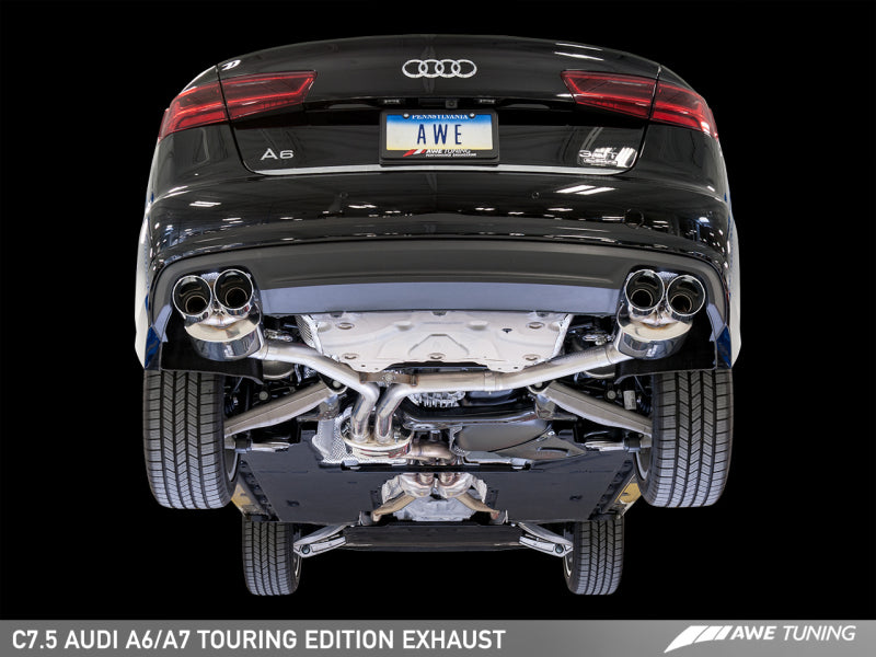 AWE Tuning Audi C7.5 A6 3.0T Touring Edition Exhaust - Quad Outlet Chrome Silver Tips