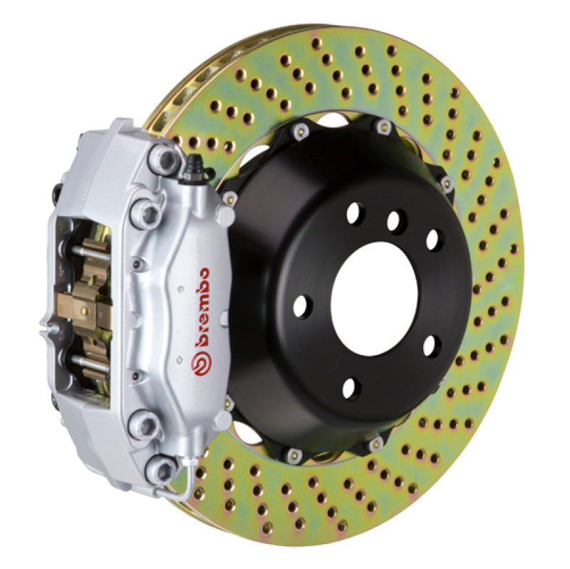 Brembo 06-13 Corvette Z06 Excl CC Brakes Rear GT BBK 4 Piston Cast 345x28 2pc Rotor Drilled-Silver