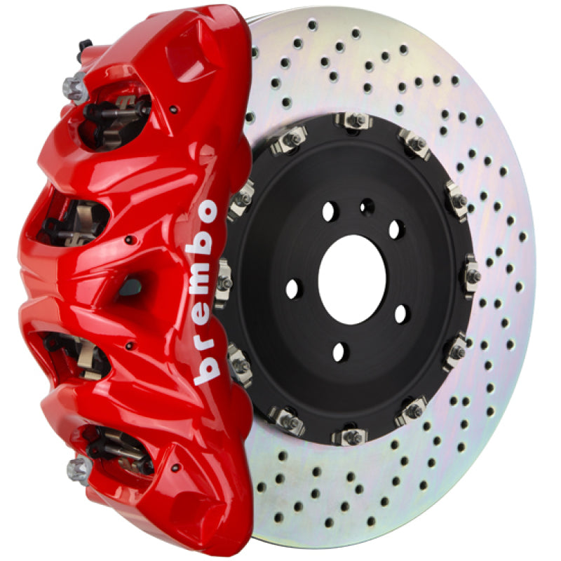 Brembo 21+ F150 Raptor Front GT BBK 8 Piston Cast 412x38 2pc Rotor Drilled-Red