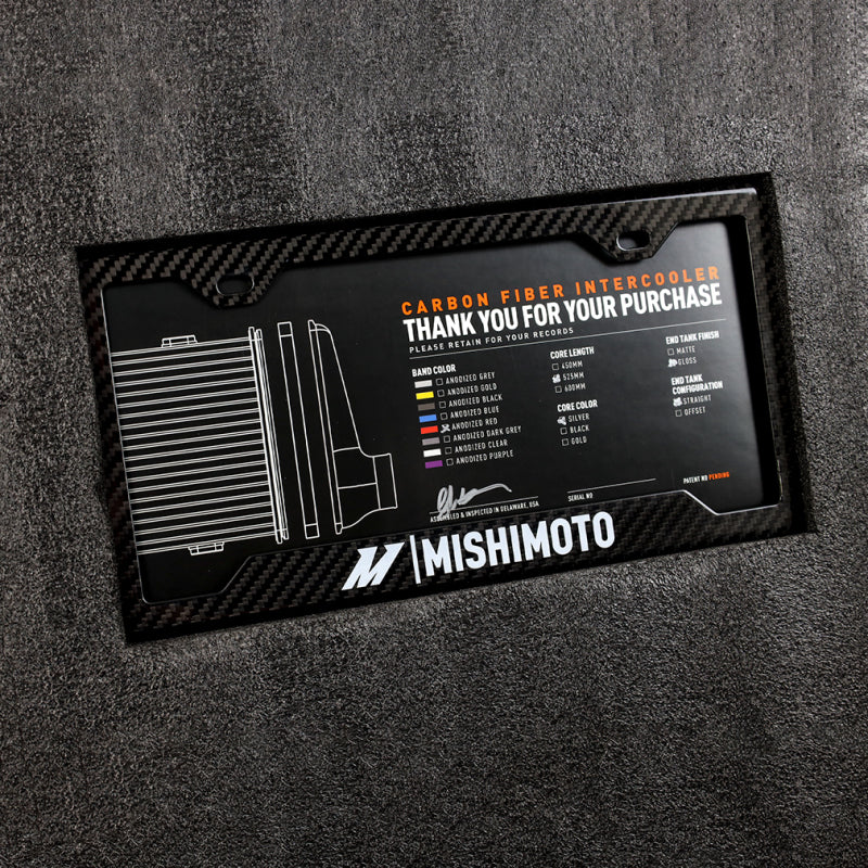 Mishimoto Universal Carbon Fiber Intercooler - Gloss Tanks - 525mm Silver Core - C-Flow - P V-Band