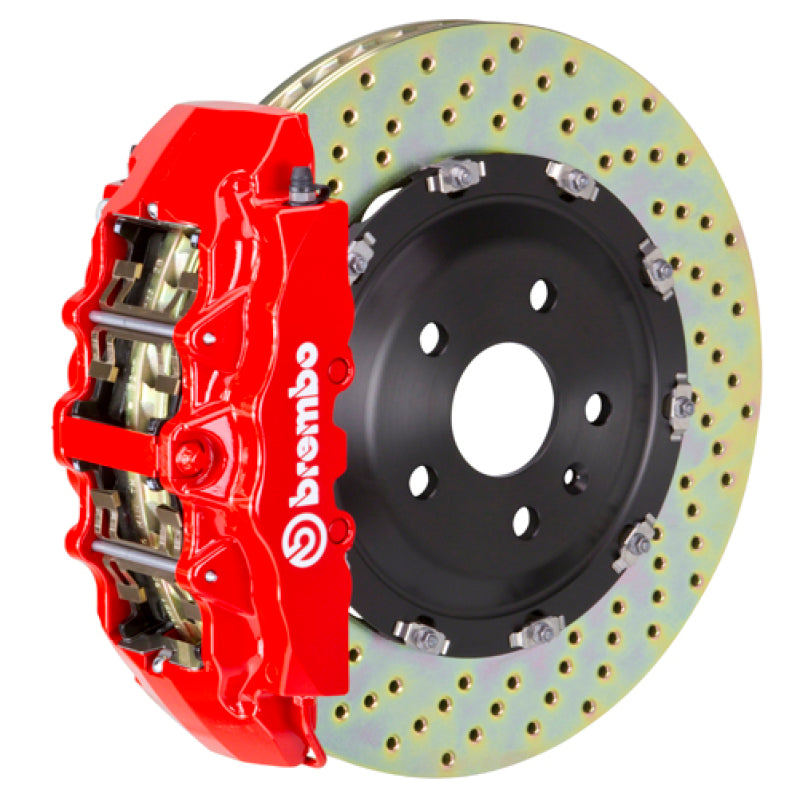 Brembo 20+ Corvette C8/C8 Z51 Rear GT BBK 6 Piston Cast 380x34 2pc Rotor Drilled-Red