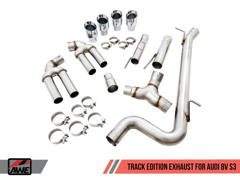 AWE Tuning Audi 8V S3 Track Edition Exhaust w/Diamond Black Tips 102mm