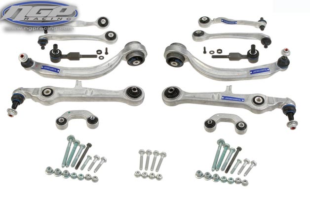 Control arm kit - 12 Piece kit Complete w/ sway bar links - Audi A4 B6 1.8t / V6 2002-2005, Audi A4 B6 Cabriolet 2005-2006