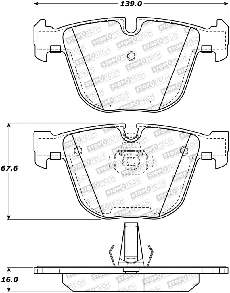 StopTech 10-16 BMW 5-Series Street Performance Rear Brake Pads