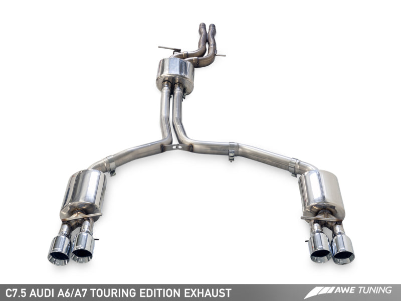 AWE Tuning Audi C7.5 A6 3.0T Touring Edition Exhaust - Quad Outlet Chrome Silver Tips