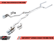 Load image into Gallery viewer, AWE Tuning 18-19 BMW M5 (F90) 4.4T AWD SwitchPath Cat-back Exhaust - Chrome Silver Tips