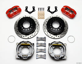 Wilwood Dynapro Low-Profile 11.00in P-Brake Kit Drill-Red Mopar/Dana 2.50in Off w/Snap Ring Bearing