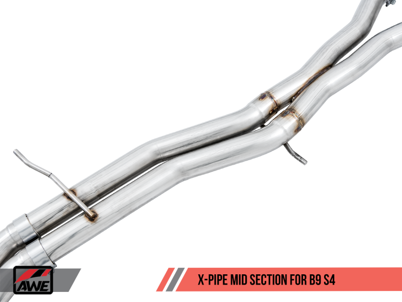 AWE Tuning Audi B9 S4 Touring Edition Exhaust - Non-Resonated (Silver 102mm Tips)