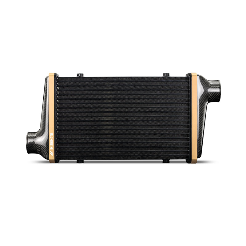 Mishimoto Universal Carbon Fiber Intercooler - Gloss Tanks - 600mm Gold Core - S-Flow - GR V-Band