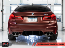 Load image into Gallery viewer, AWE Tuning 18-19 BMW M5 (F90) 4.4T AWD Cat-back Exhaust - Track Edition (Chrome Silver Tips)