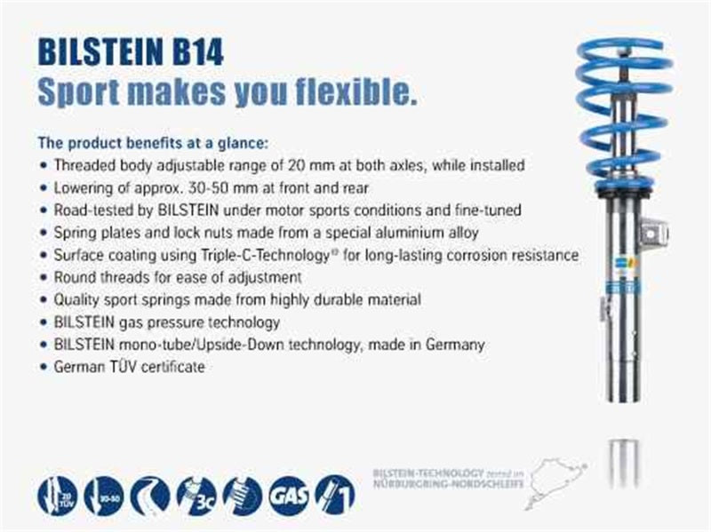 Bilstein B14 2012 Volkswagen Beetle Turbo Front and Rear Suspension Kit