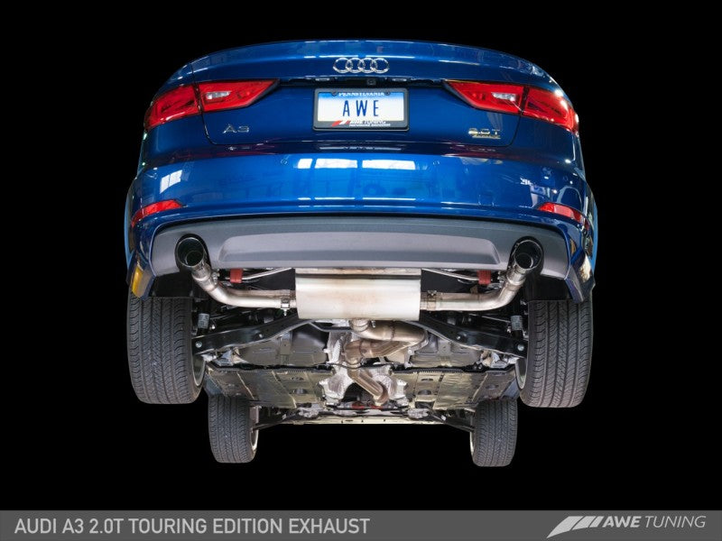 AWE Tuning Audi 8V A3 Touring Edition Exhaust - Dual Outlet Chrome Silver 90 mm Tips