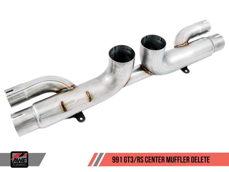 AWE Tuning Porsche 991 GT3 / RS Center Muffler Delete - Diamond Black Tips