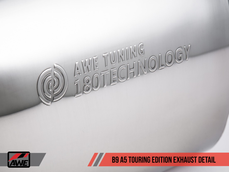 AWE Tuning Audi B9 A5 Touring Edition Exhaust Dual Outlet - Chrome Silver Tips (Includes DP)