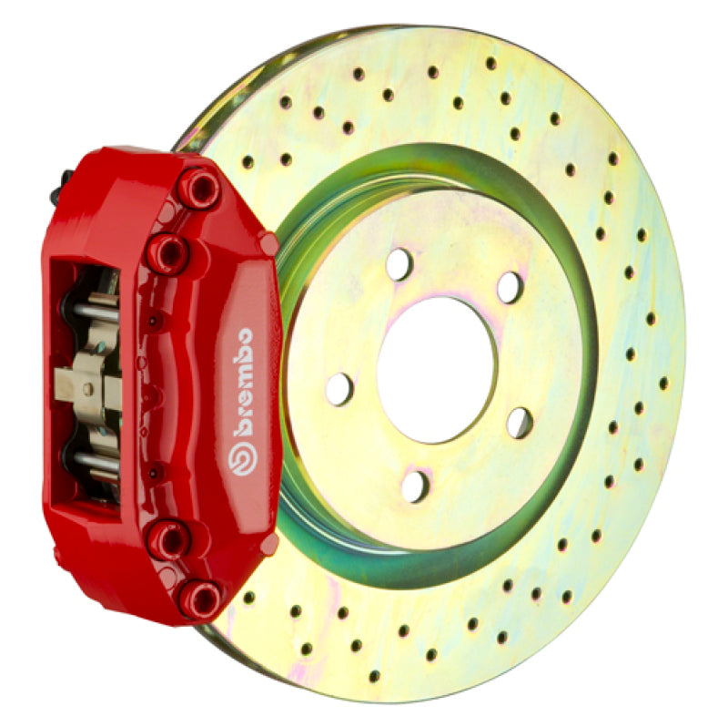 Brembo 92-98 318i/325i (Excl. xDrive) Front GT BBK 4 Piston Cast 2pc 320x28 1pc Rotor Drilled-Red