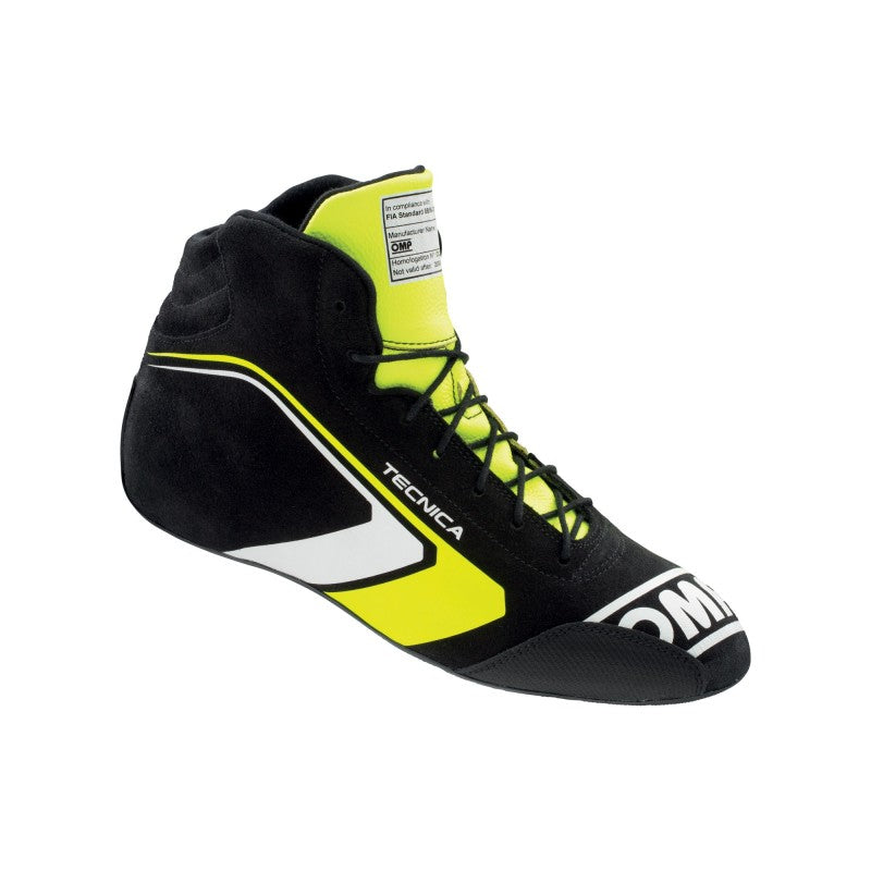 OMP Tecnica Shoes Black/Fluorescent Yellow - Size 48 (Fia 8856-2018)