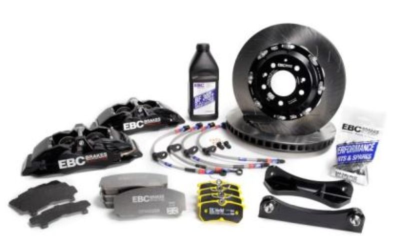 EBC Racing 12-19 BMW 3-Series (F30/F31/F34) Black Apollo-4 Calipers 330mm Rotors Front Big Brake Kit