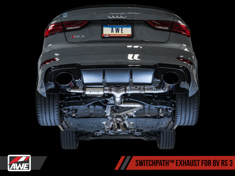 AWE Tuning 17-19 Audi RS3 8V SwitchPath Exhaust w/Diamond Black RS-Style Tips