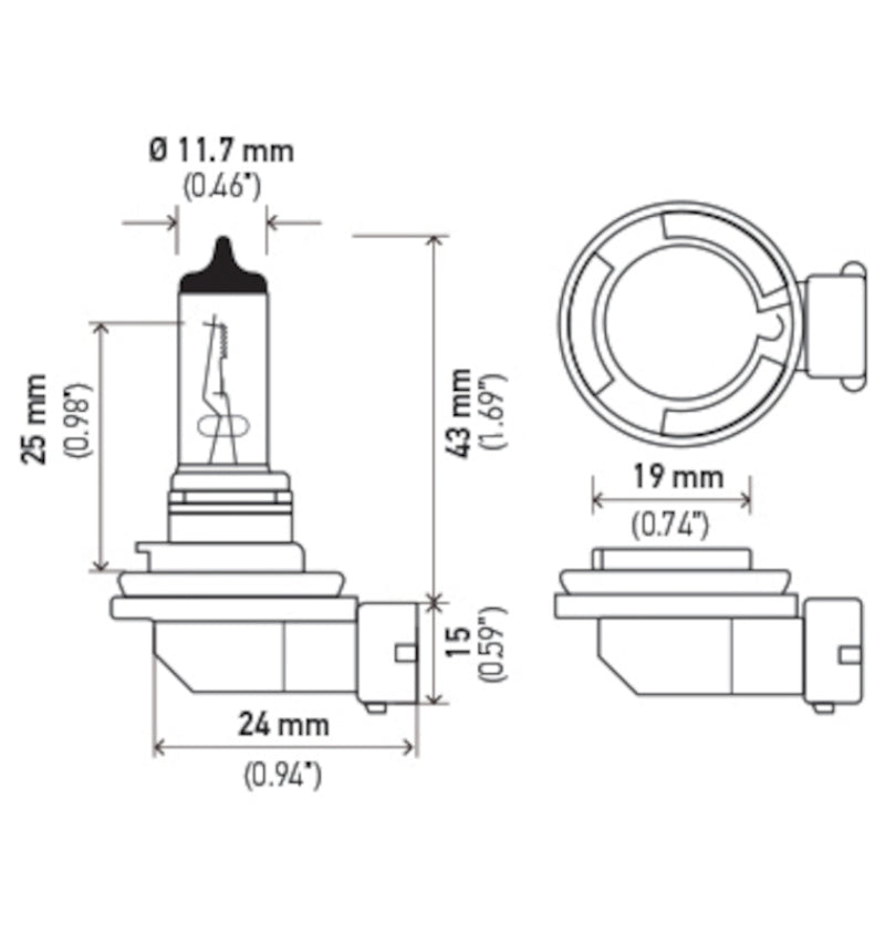 Hella Bulb H11 12V 55W Pgj192 T4 +50