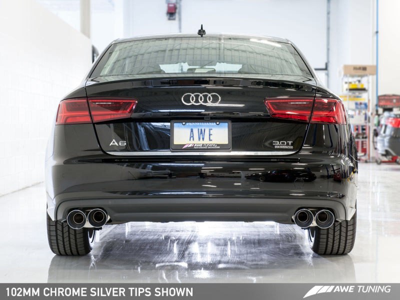 AWE Tuning Audi C7.5 A7 3.0T Touring Edition Exhaust - Quad Outlet Chrome Silver Tips