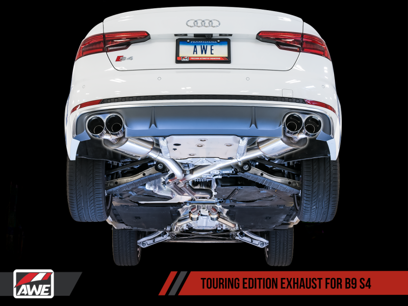 AWE Tuning Audi B9 S4 Touring Edition Exhaust - Non-Resonated (Silver 102mm Tips)