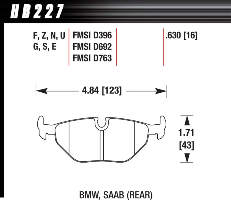 Hawk BMW 3/5/7 Series / M3 / Z3 / Z4  Race Blue 9012 Rear Brake Pads