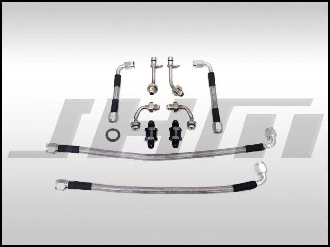 Stainless Braided Turbo Oil Line and Strainer/Screen Relocation Kit - C7 S6-S7-RS7, D4 A8-S8 4.0T