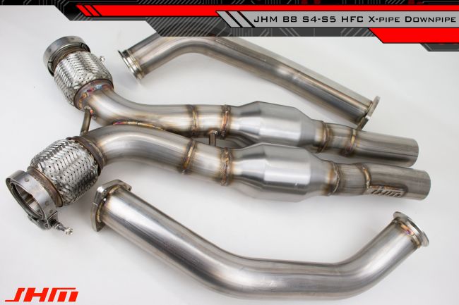 JHM High Flow Catted Downpipes With Integrated Baffle System and X-Pipe - Audi B8, B8.5 S4, S5, Q5, SQ5, C7 A6, A7, 3.0T and 4.2L V8