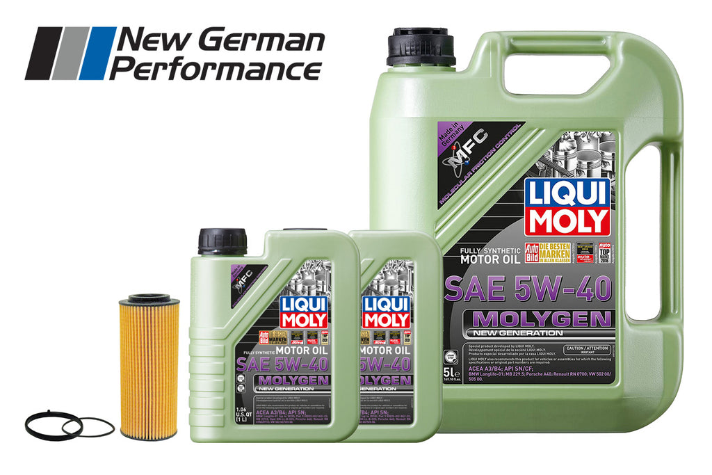 Oil Change Kit - Audi B8/B8.5 S4, S5, Q5, SQ5, C6 A6 3.0T Supercharged V6 - LIQUI MOLY Molygen 5w40