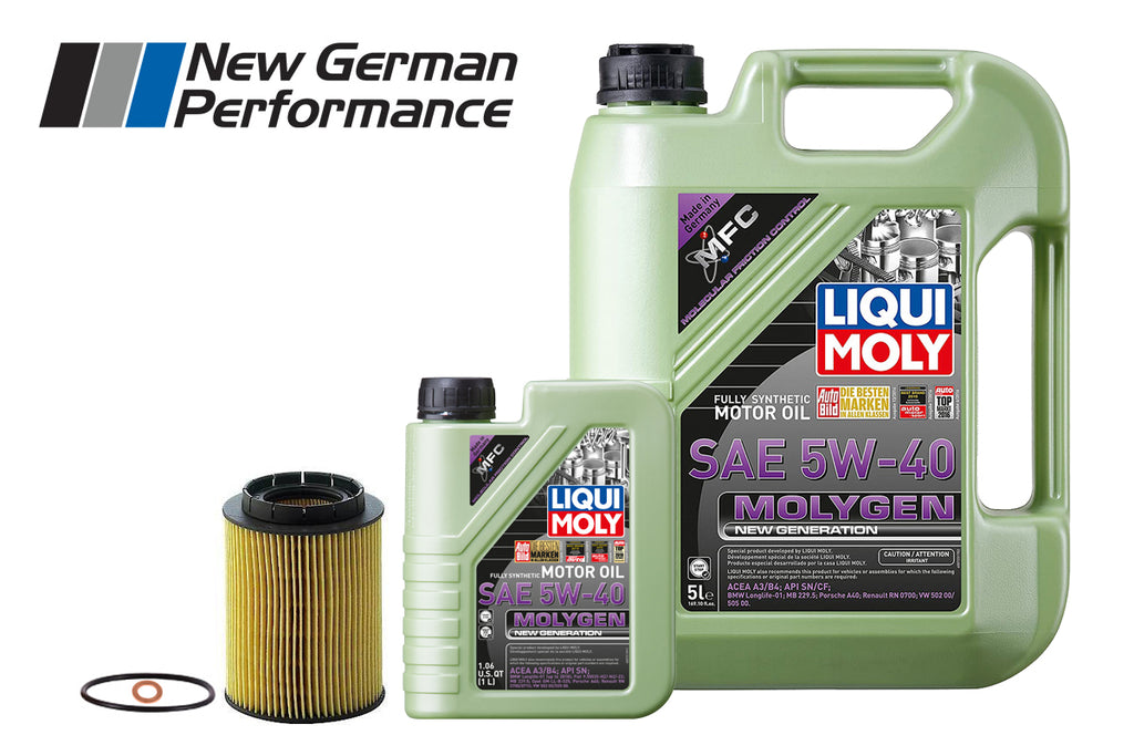 Oil Change Kit - VW/Audi B5 A4/S4, C5 A6/Allroad 2.7T, 2.8L, B6 A4, C5 A6 3.0L V6 - LIQUI MOLY Molygen 5w40