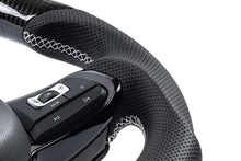 Load image into Gallery viewer, APR STEERING WHEEL - CARBON FIBER AND PERFORATED LEATHER - MK7 GOLF R SILVER WITH PADDLES