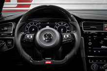 Load image into Gallery viewer, APR STEERING WHEEL - CARBON FIBER AND PERFORATED LEATHER - MK7 GOLF R SILVER WITH PADDLES