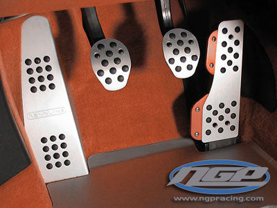 Rennline Aluminum Pedal Set - 4 Piece - Rubber Grip - Mk5 / Mk6