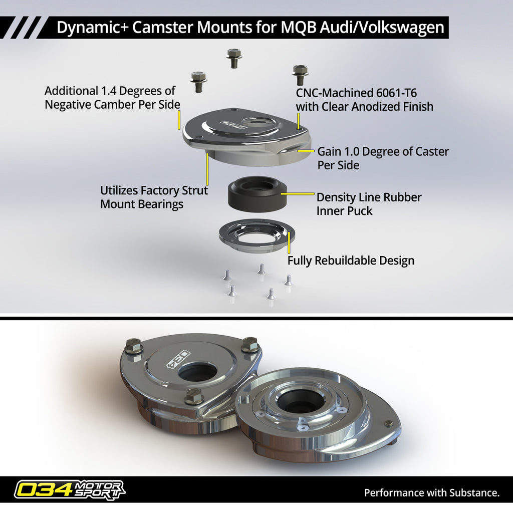 034MOTORSPORT DYNAMIC+ CAMSTER MOUNT PAIR, VOLKSWAGEN AND AUDI MQB, MQB EVO